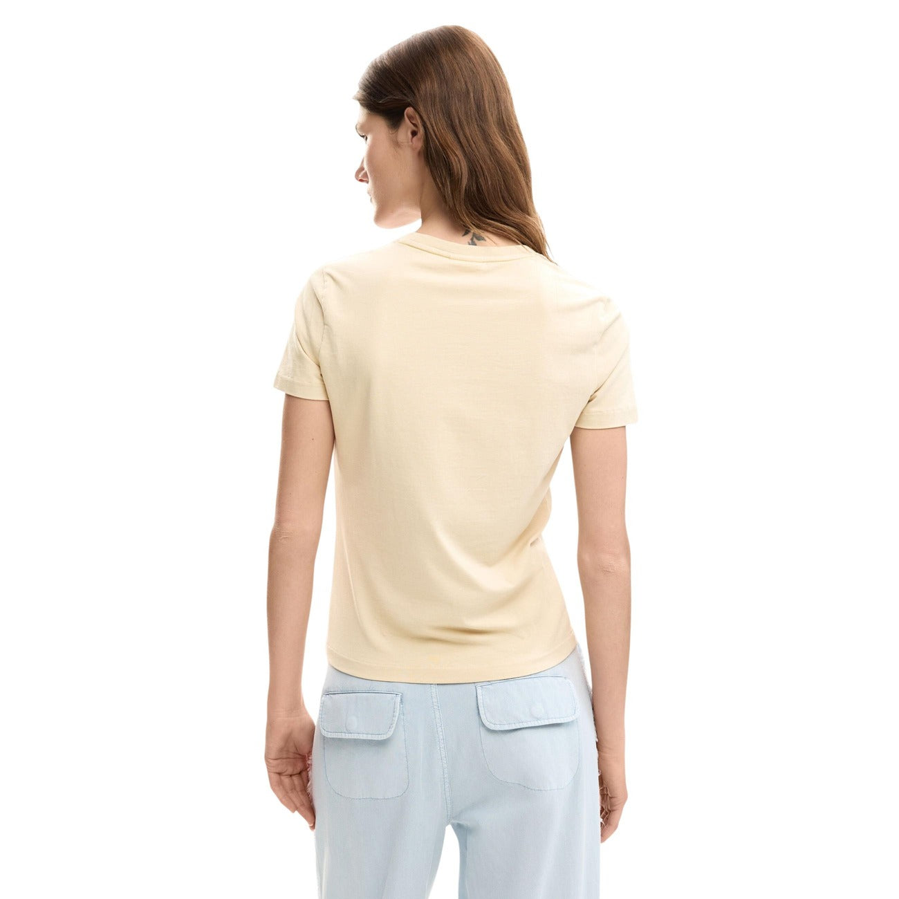 T-shirt Desigual LARGE FLOWER con stampa floreale beige. 
Vista posteriore 