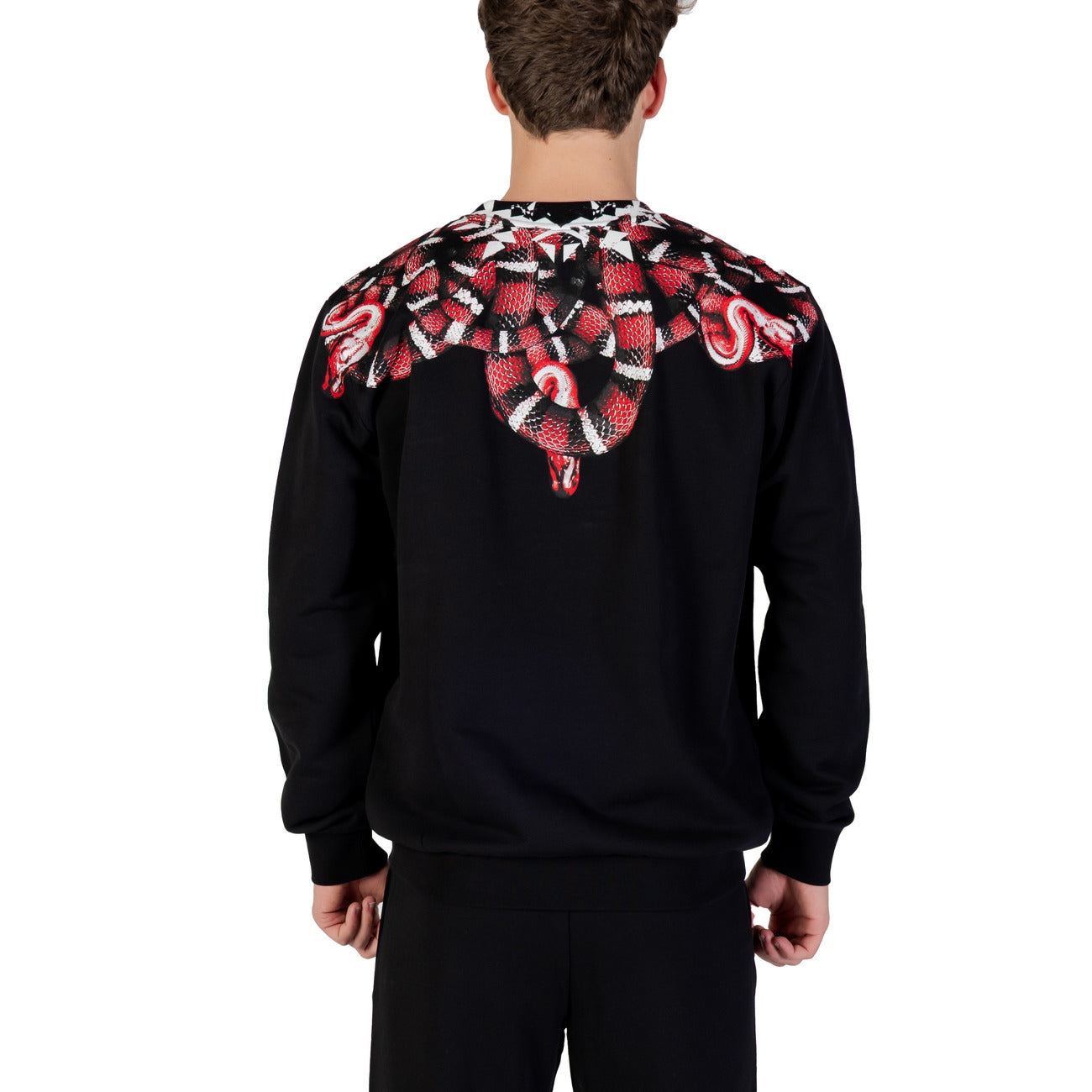 County Of Milan Felpa Uomo Nera con Stampa - Felpa Cotone Maniche Lunghe Scollo Tondo