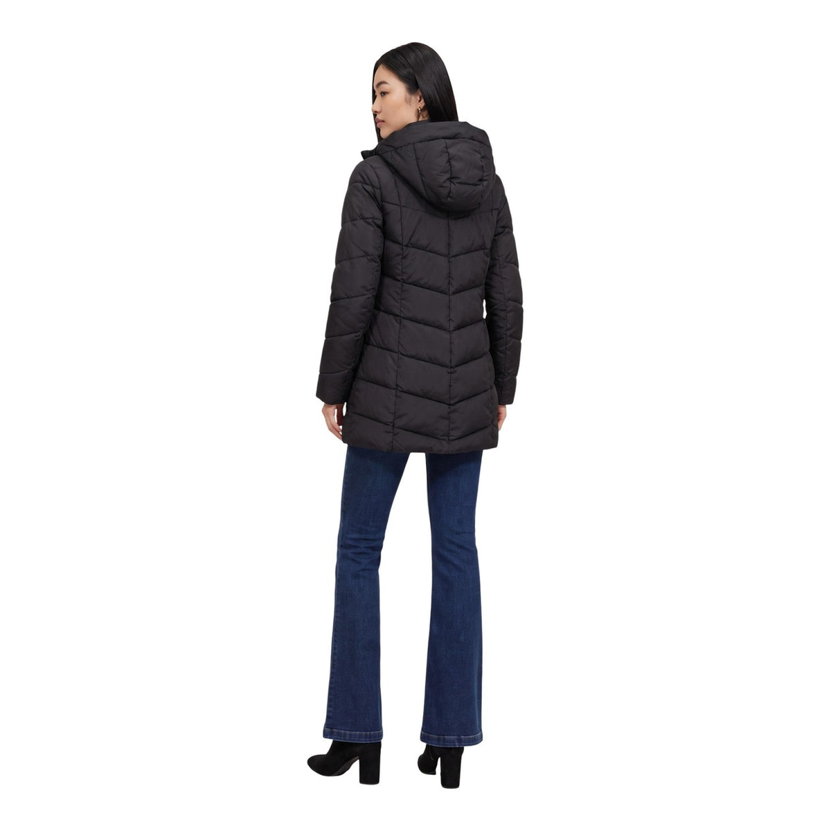 Piumino nero donna Choral – Giubbotto trapuntato voluminoso con cappuccio SLI6GC026271D.