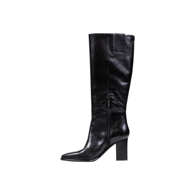 Guess Stivali Donna Nero Pelle 100% Tacco Largo Punta Cerniera Autunno Inverno FLFPER LEA11