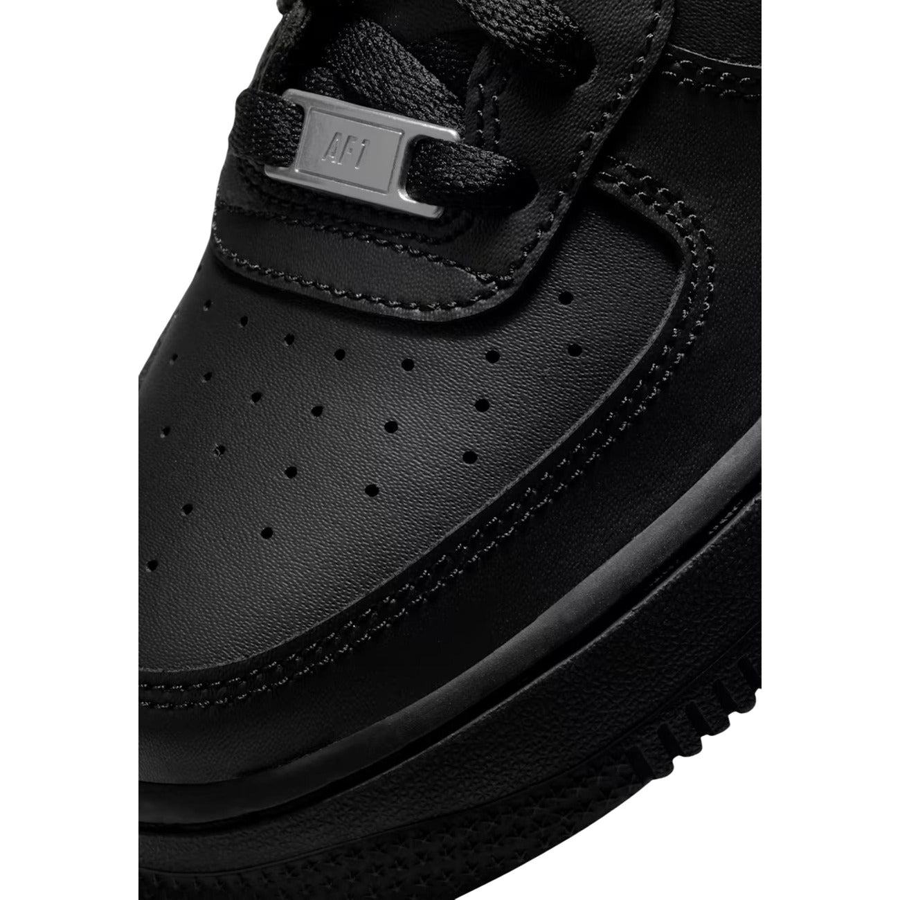 Sneakers Nike Air Force 1 nere unisex DH2920. Scarpe sportive nere in pelle tinta unita con silhouette classica low-top, avampiede traforato, suola in gomma 3 cm e allacciatura stringata, scarpe casual streetwear 4 stagioni.