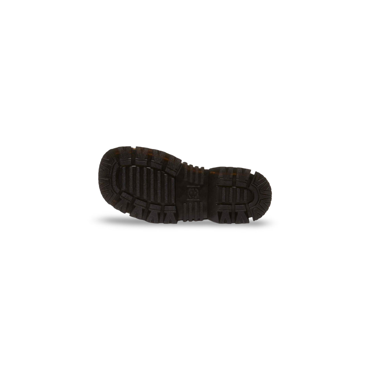 Dr. Martens Sandalo Mattison Platform; Nero. 100% Pelle Athena opaca. Tacco 5 cm, suola ibrida EVA/PVC, sottopiede in camoscio e chiusura a fibbia. Dettagli originali Dr. Martens con cuciture gialle. Vista suola 