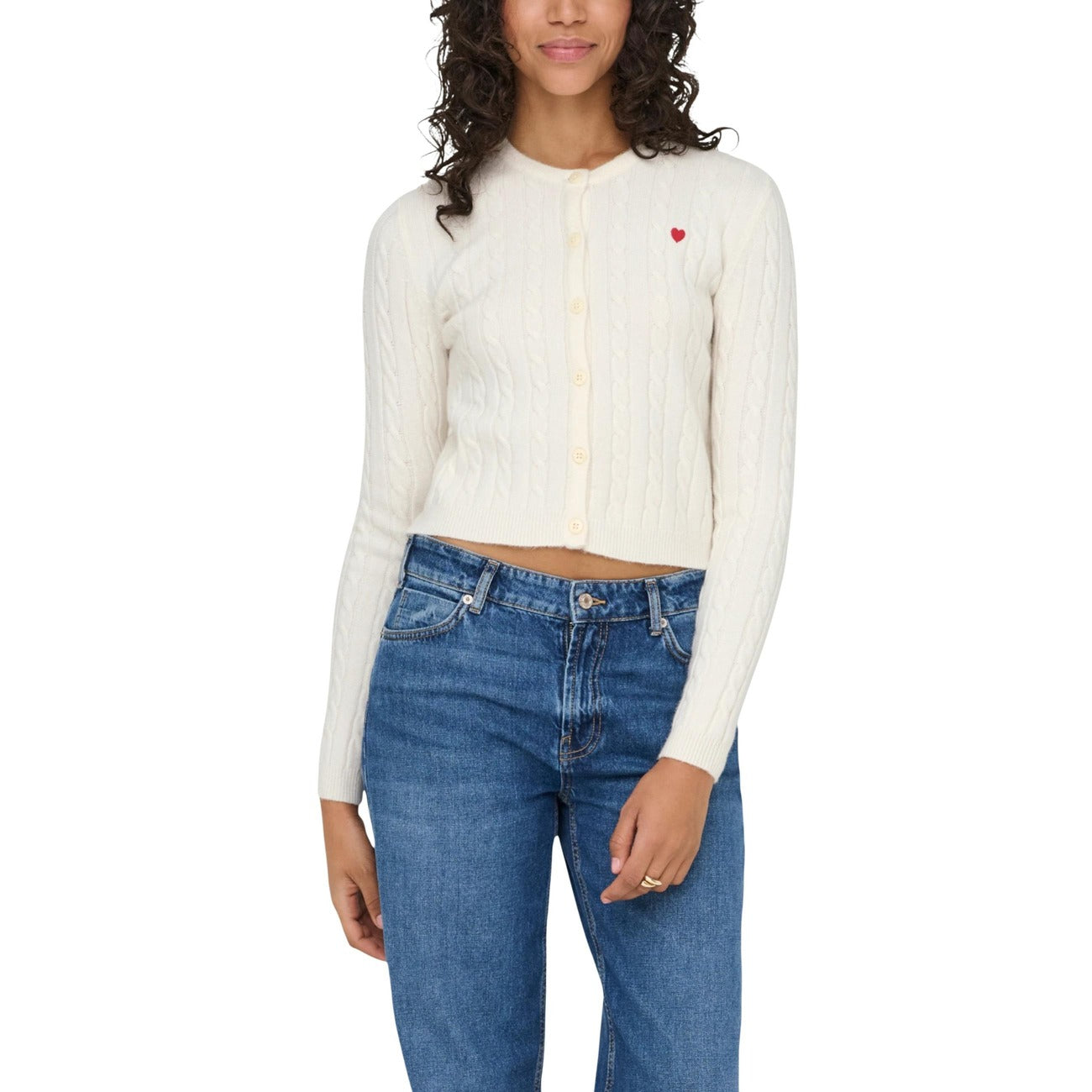 Only Cardigan Donna Bianco Bottoni Maniche Lunghe Scollo Tondo Viscosa 50% Nylon 27% Poliestere 23% Autunno Inverno 15360594