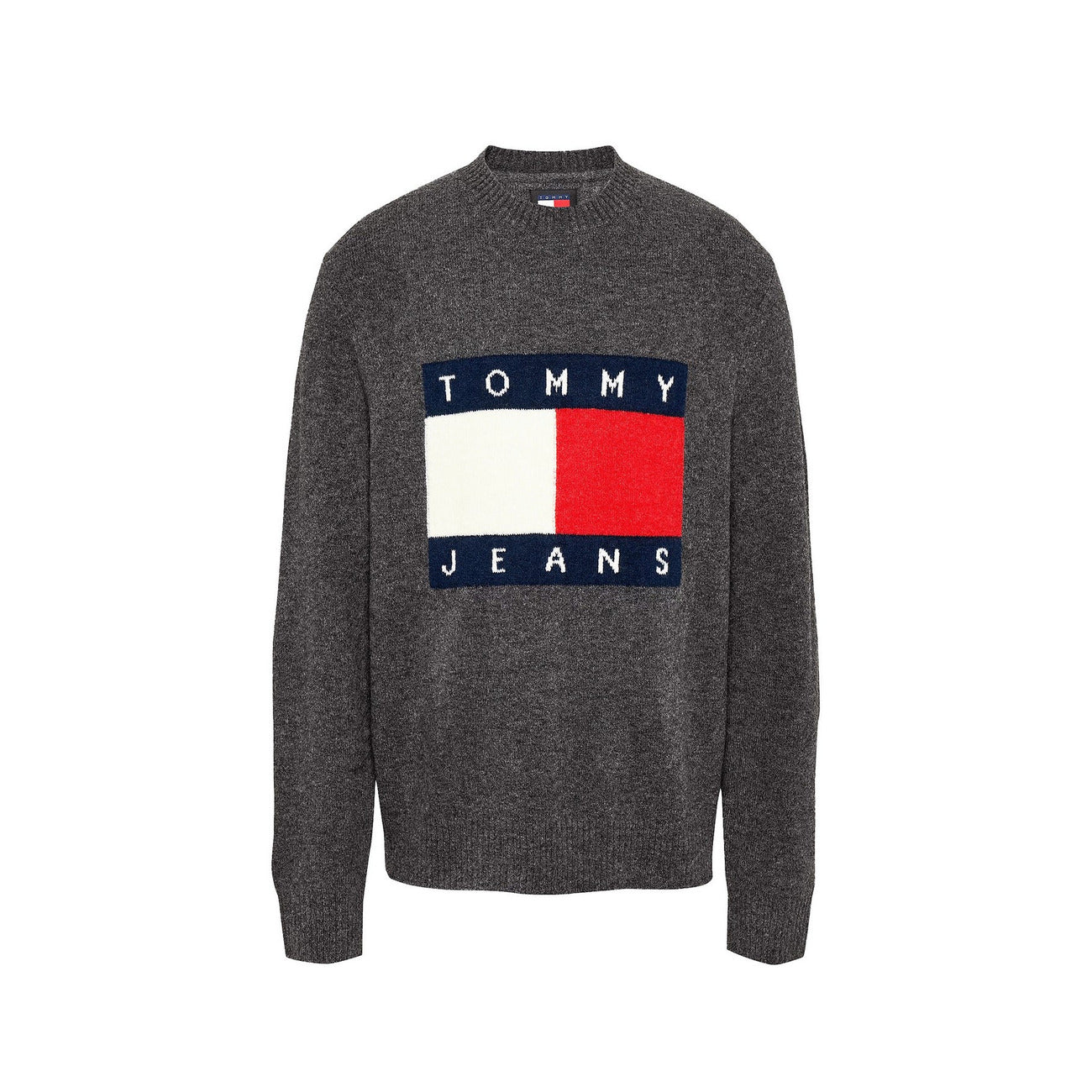 Tommy Jeans Maglia Uomo Grigio Stampa Scollo Tondo Manica Lunga Lana Acrilico Autunno Inverno B_44583