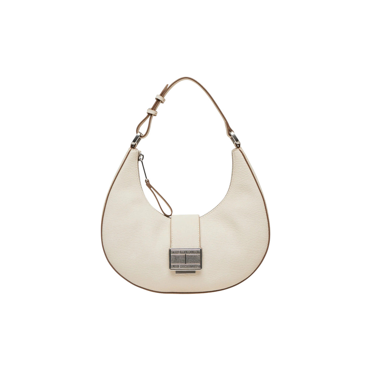 Tommy Hilfiger Borsa Donna Beige con Cerniera Tasche Interne - Borsa Poliuretano 13x25x8cm
