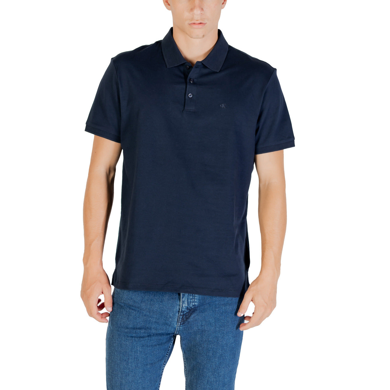 Calvin Klein Jeans Polo Uomo Blu Bottoni Colletto Polo Scollo Tondo Maniche Corte 100% Cotone Primavera/Estate LV04RD255G