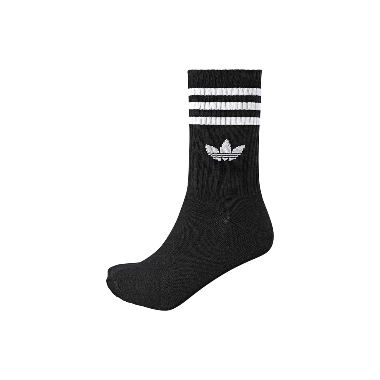 Calzini Adidas Originals 3-Pack; Misto Cotone e Fibre Riciclate. Design a tre strisce con logo Trifoglio, bordo a coste, unisex. Calze sportive resistenti e iconiche. Nero