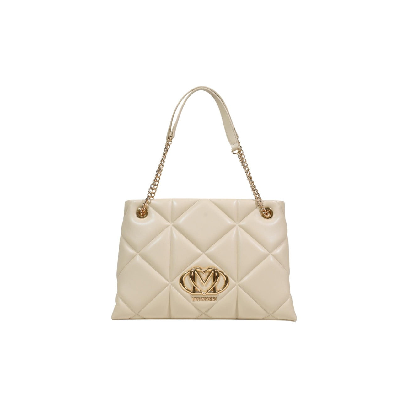 Borsa Love Moschino a spalla trapuntata donna beige con tasca interna 100% ecopelle - vista frontale