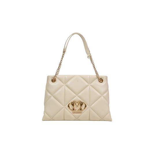 Borsa Love Moschino a spalla trapuntata donna beige con tasca interna 100% ecopelle - vista frontale