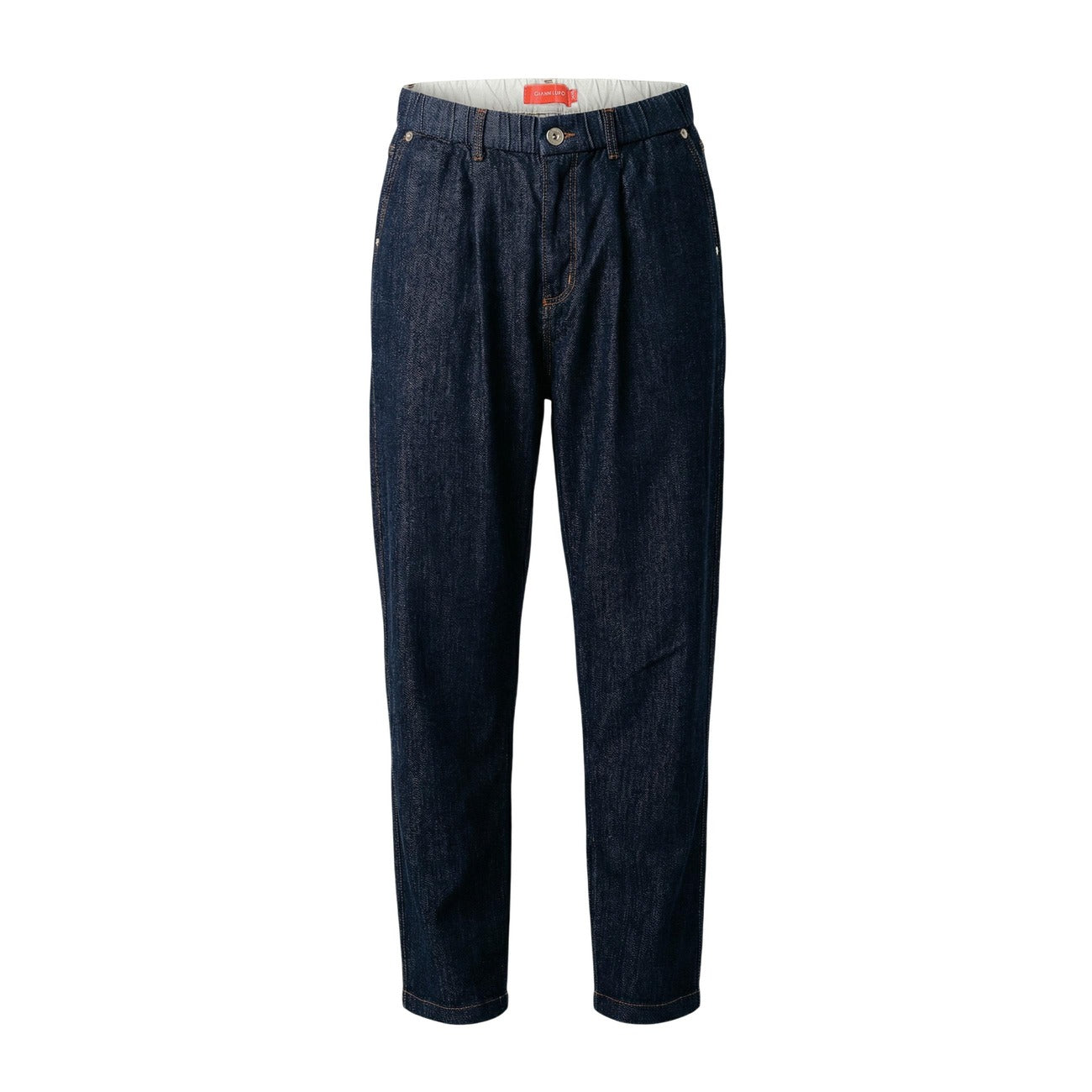 Pantaloni Regular Comfort Blu Gianni Lupo; Cotone Stretch. Tinta unita, vestibilità versatile, tessuto resistente e flessibile. Il classico contemporaneo ideale per la mezza stagione. Frontale stesa 