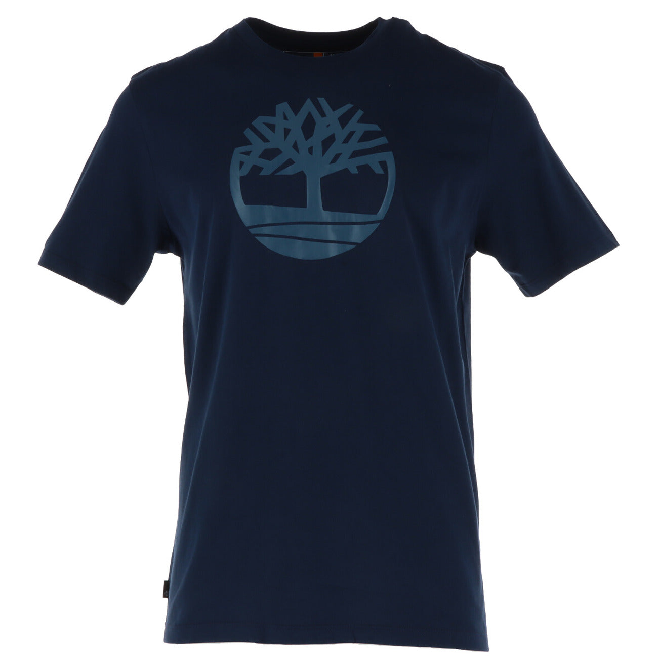 T-shirt uomo Timberland modello KENNEBEC RIVER TREE LOGO blu in cotone a maniche corte con stampa logo albero
