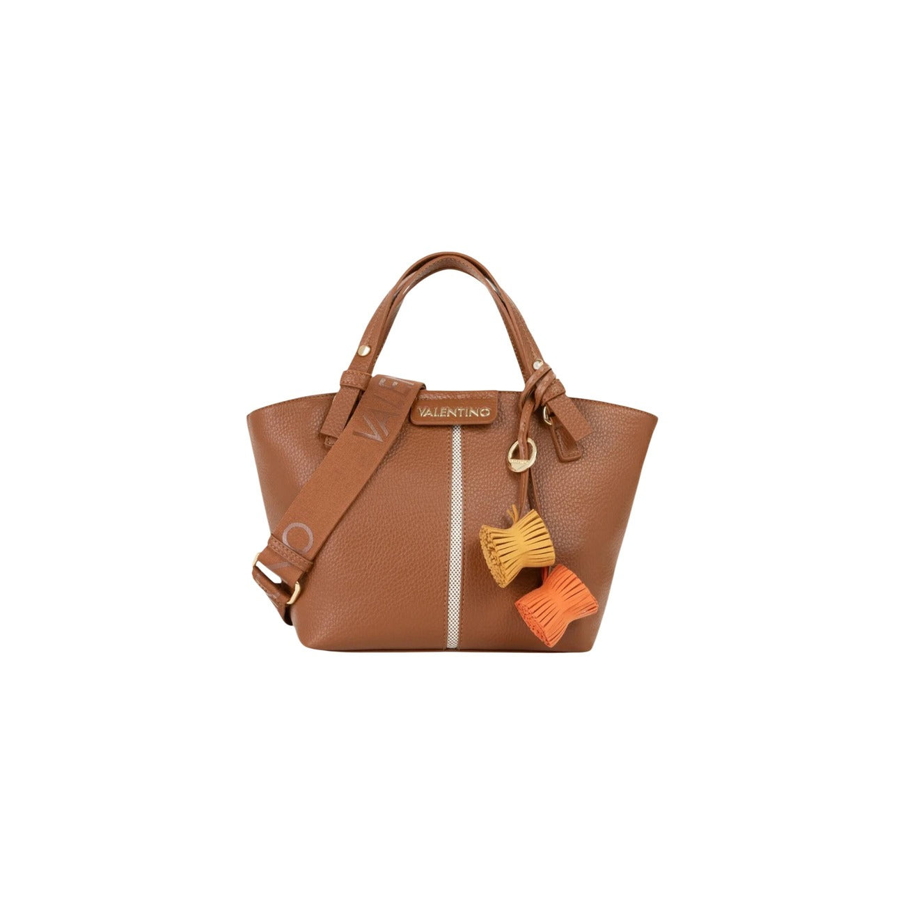 Borsa Valentino Bags VBS9OV05; 100% poliuretano soft-touch. Doppio manico, tracolla logata regolabile, charm removibili. Borsa a mano e a spalla capiente e di tendenza. Colore marrone 