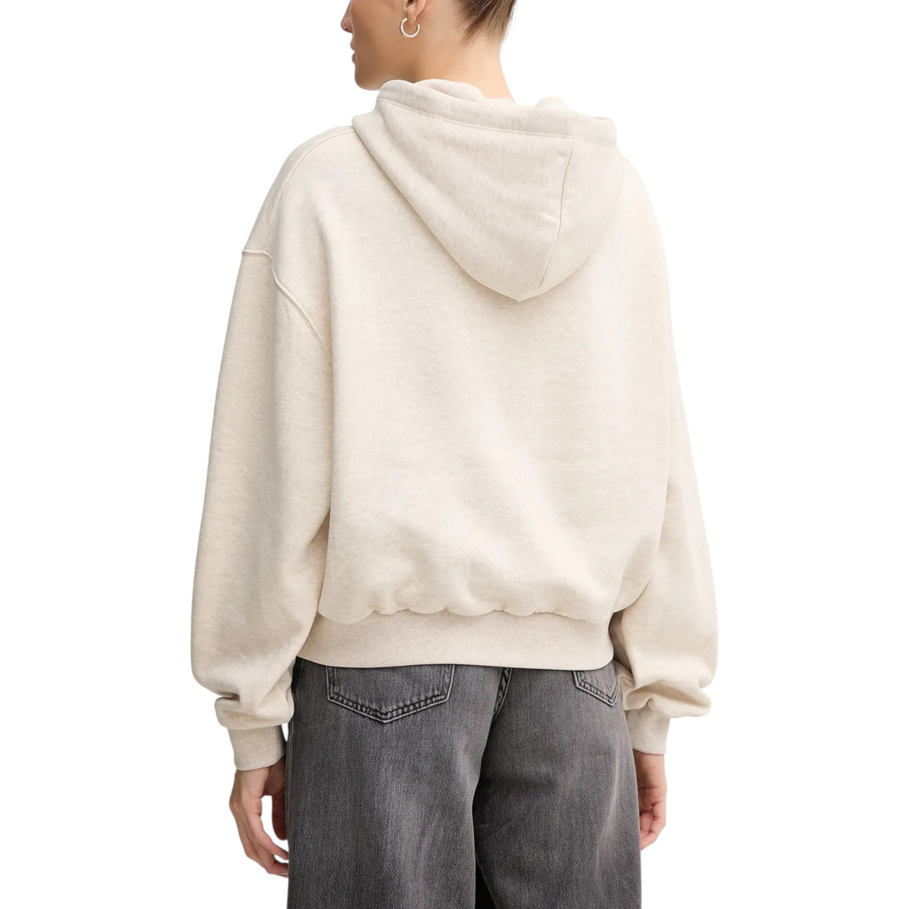 Tommy Hilfiger Felpa Donna Beige con Cappuccio - Felpa Cotone Organico Maniche Lunghe