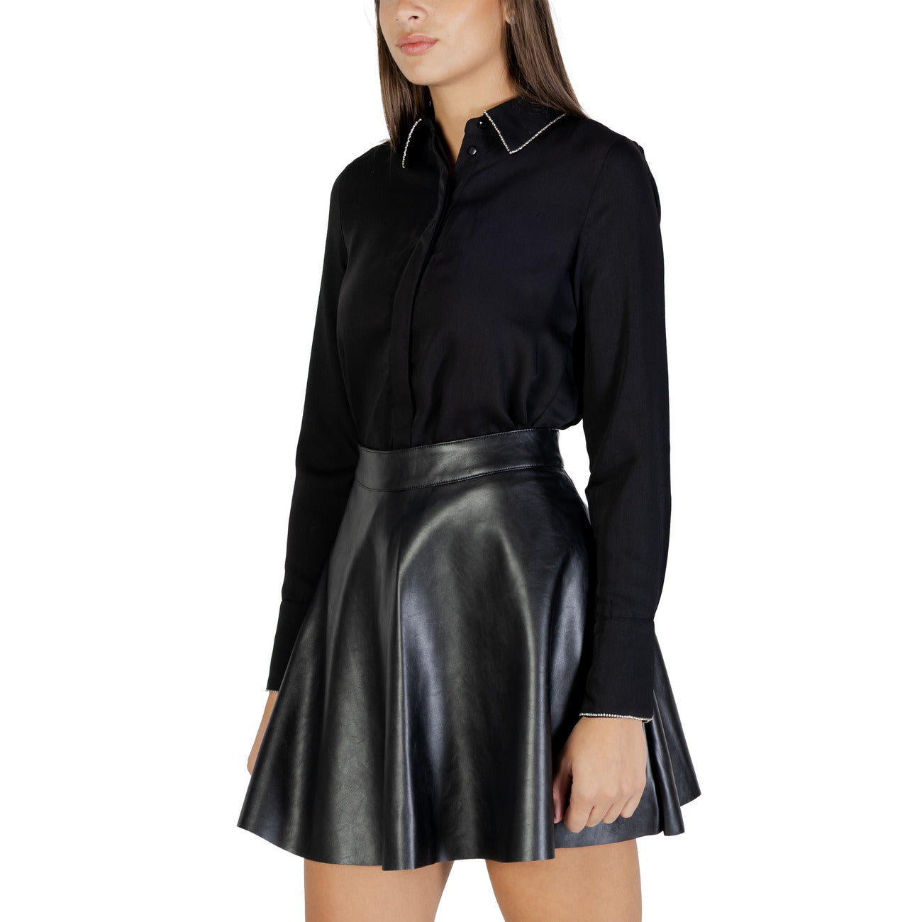 Only Camicia Donna Nera con Bottoni Maniche Lunghe - Camicia Poliestere