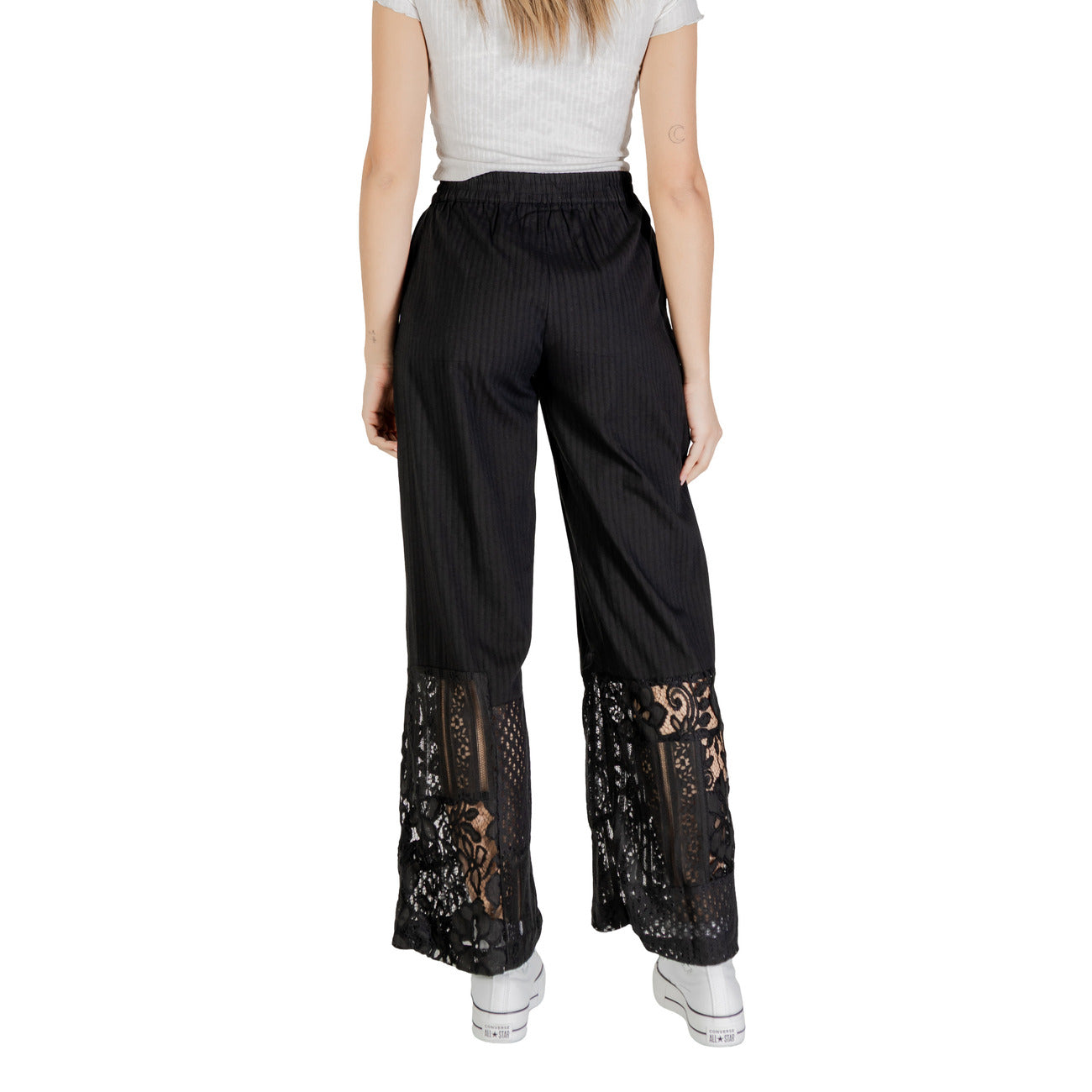 Ichi Pantaloni Donna Nero Monocromo Senza Chiusura 55% Cotone 45% Viscosa Primavera/Estate 20122862