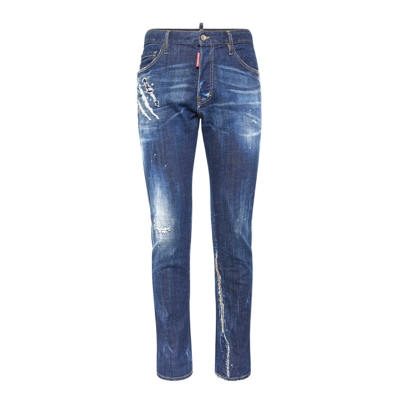 Dsquared2 Jeans Uomo Blu Effetto Consumato in Cotone 98% Elastan 2% con Zip e Bottone Tasche Anteriori e Posteriori V_31611