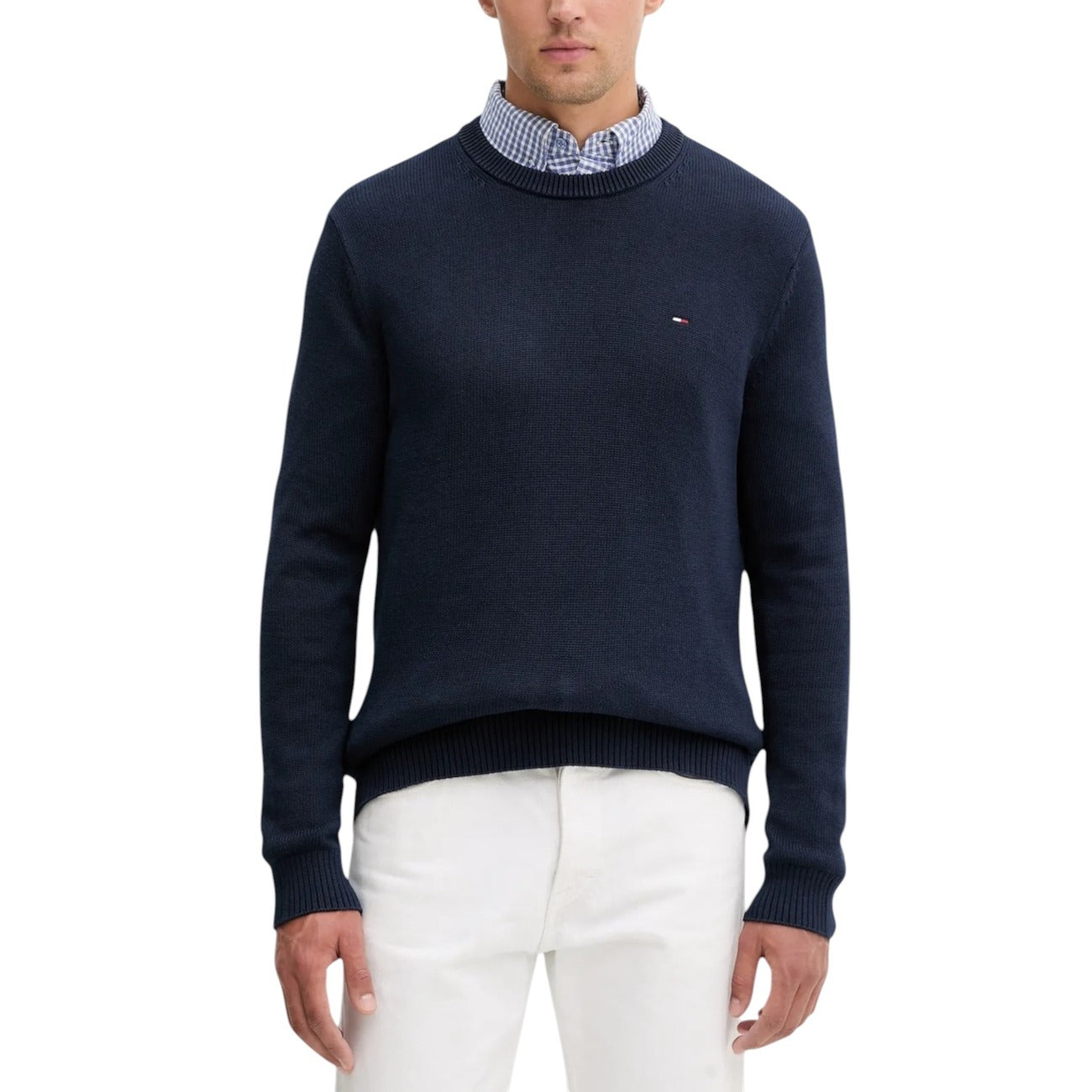 Tommy Hilfiger Jeans Maglia Uomo Verde Scollo Tondo Manica Lunga Cotone Organico Autunno Inverno DM0DM21787
