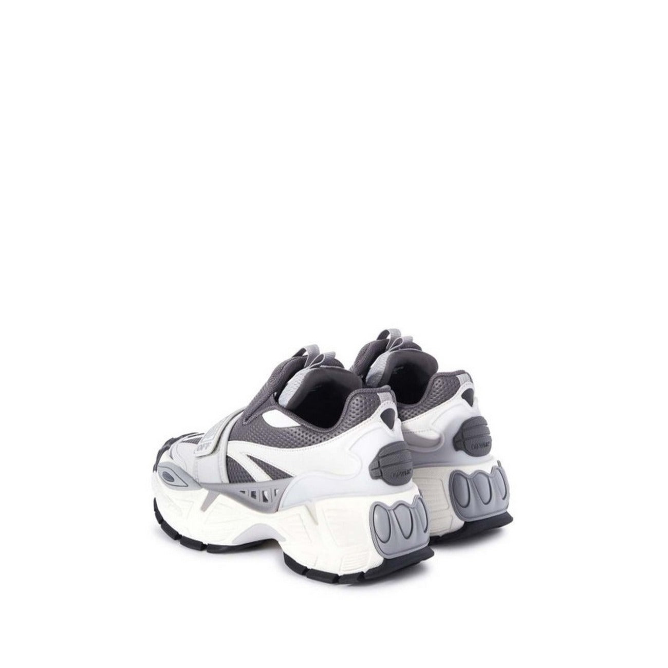 Sneakers Off-White; Grigio/Bianco/Nero, 100% Pelle. Chiusura in velcro, inserti in mesh, suola chunky pronunciata. Design futuristico per la stagione Autunno/Inverno. Laterale posteriore 