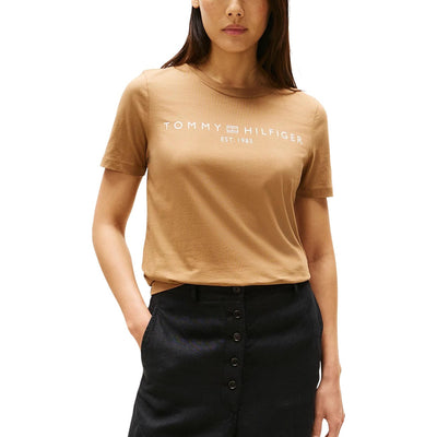 Tommy Hilfiger T-Shirt Donna Blu con Stampa Maniche Corte - T-Shirt Cotone Organico Scollo Tondo