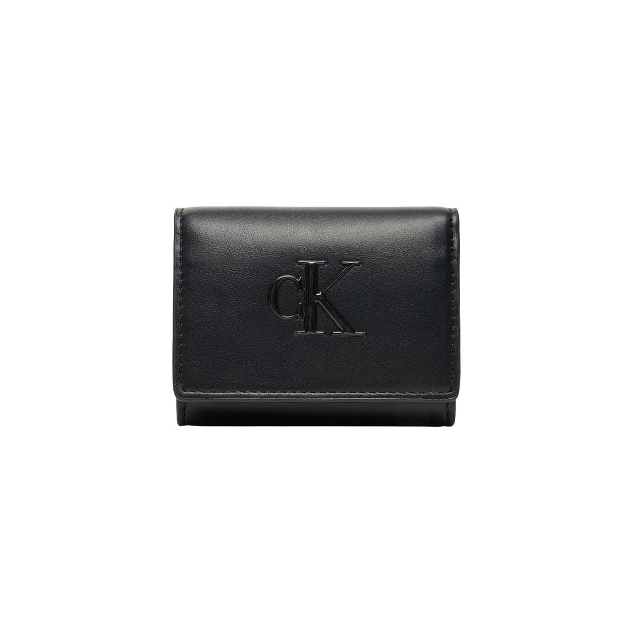 Calvin Klein Portafoglio Donna Nero con Bottone - Portafoglio Poliuretano Tasca Interna 11x10x4cm