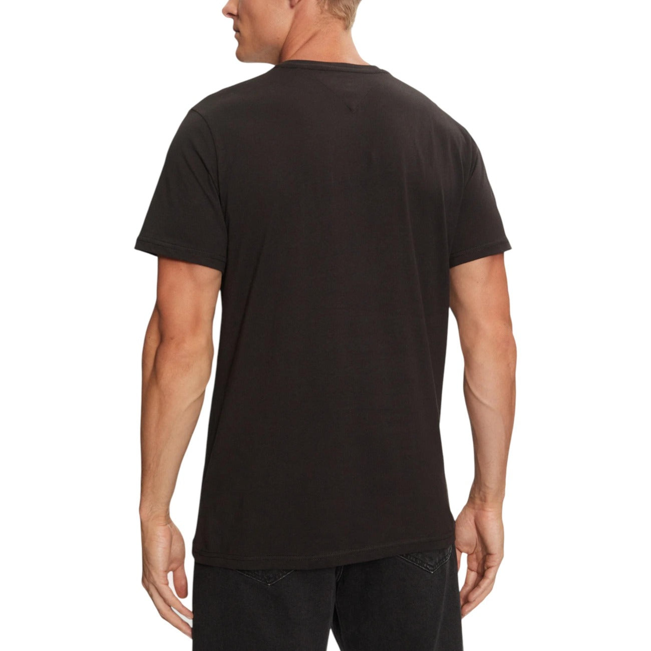 Tommy Hilfiger Jeans T-Shirt Uomo Nera Stampa Maniche Corte Scollo Tondo Cotone 100% DM0DM20740