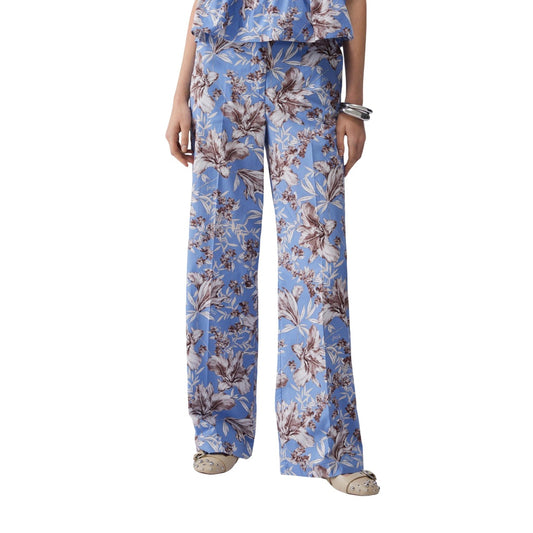 Pantaloni Liu Jo Popeline; stampa floreale, wide leg, 100% cotone, vestibilità regolare. Stile fresco e raffinato per la tua estate. Vista frontale 