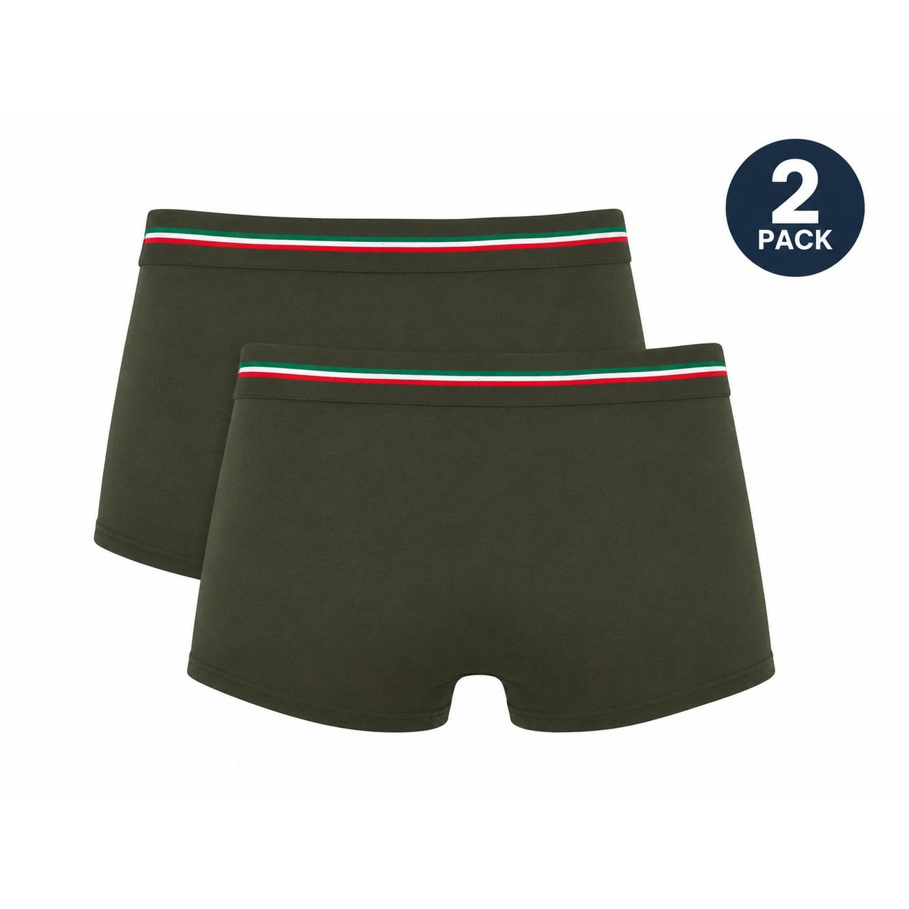  Intimi Uomo Multipack Aeronautica Militare; Tessuto 95% cotone e 5% elastan con elastico logato in vita. Assortimento colori basici e militari, stile casual underwear comfort. Colore verde Vista posteriore 