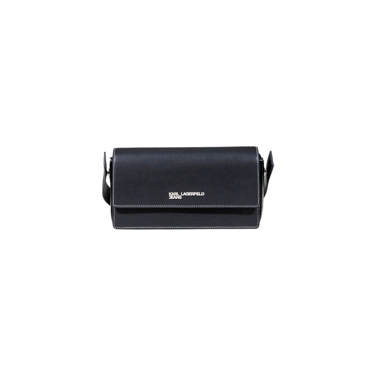 Karl Lagerfeld Jeans Women's Black Handbag - Faux Leather Bag with Buttons and Pockets, 15x26x7cm