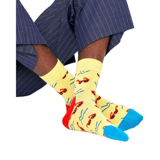 Happy Socks Calze Donna Giallo Fantasia Stampa Cotone 86% Poliammide 12% Elastan 2% Primavera Estate SND13