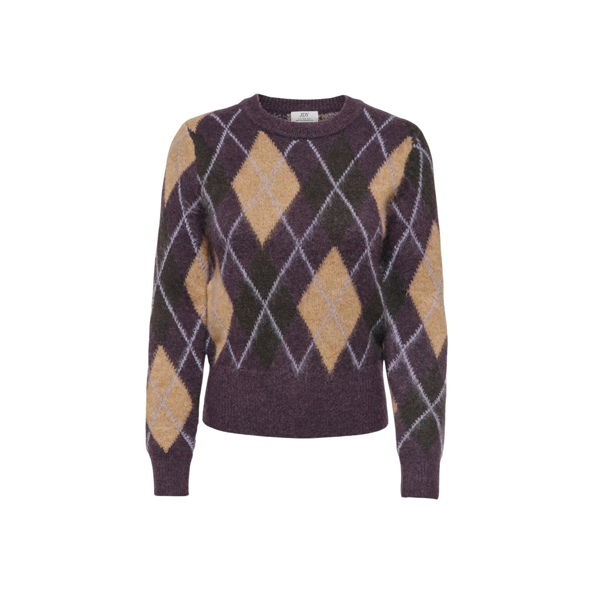 Pullover donna Jacqueline De Yong viola marrone – Maglia paricollo geometrica 15385711.