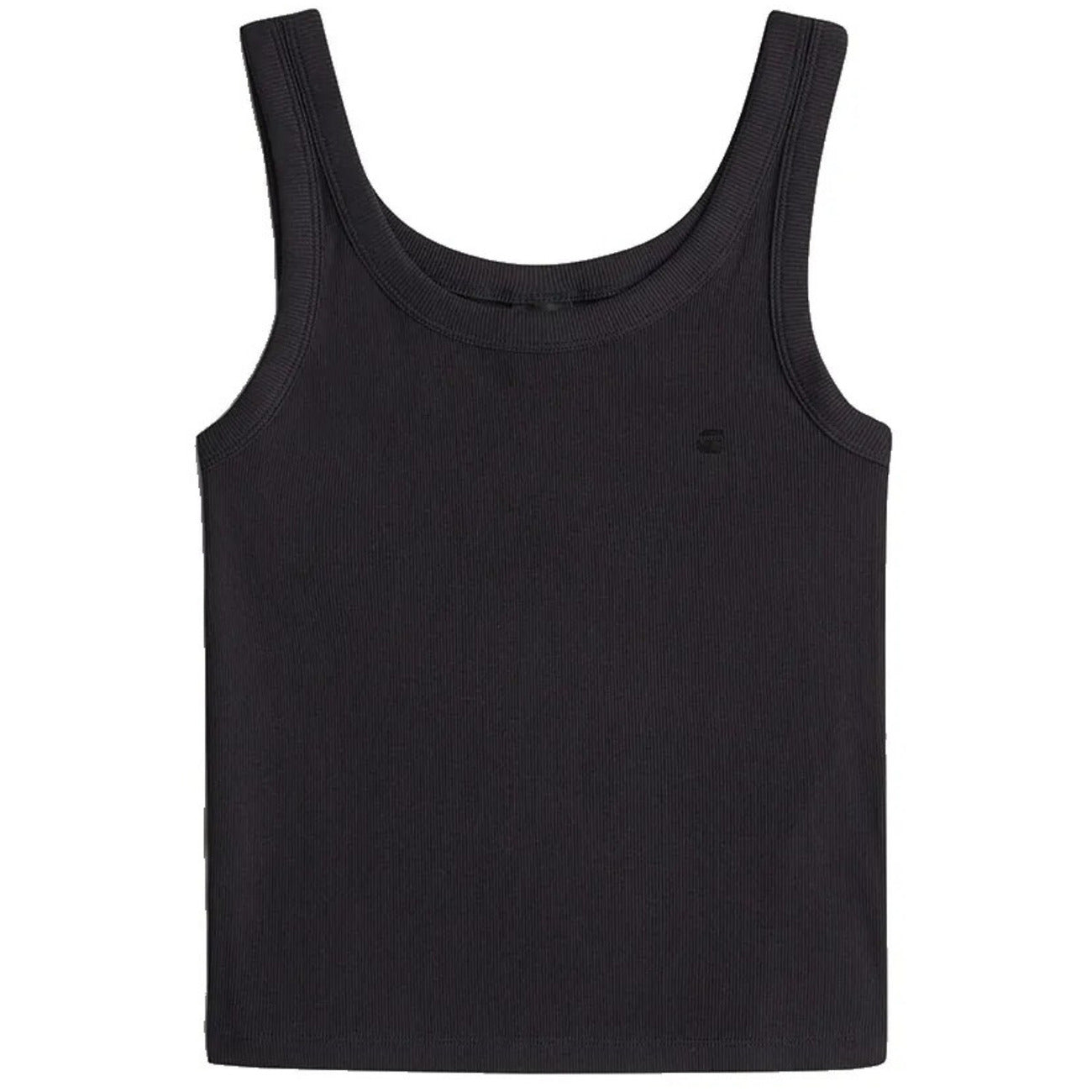 Canotta Slim G-Star; Nero. 98% Cotone Biologico, design racerback, vestibilità aderente. Leggera, elastica e sostenibile. Il basic essenziale per il tuo guardaroba estivo. Vista stesa 