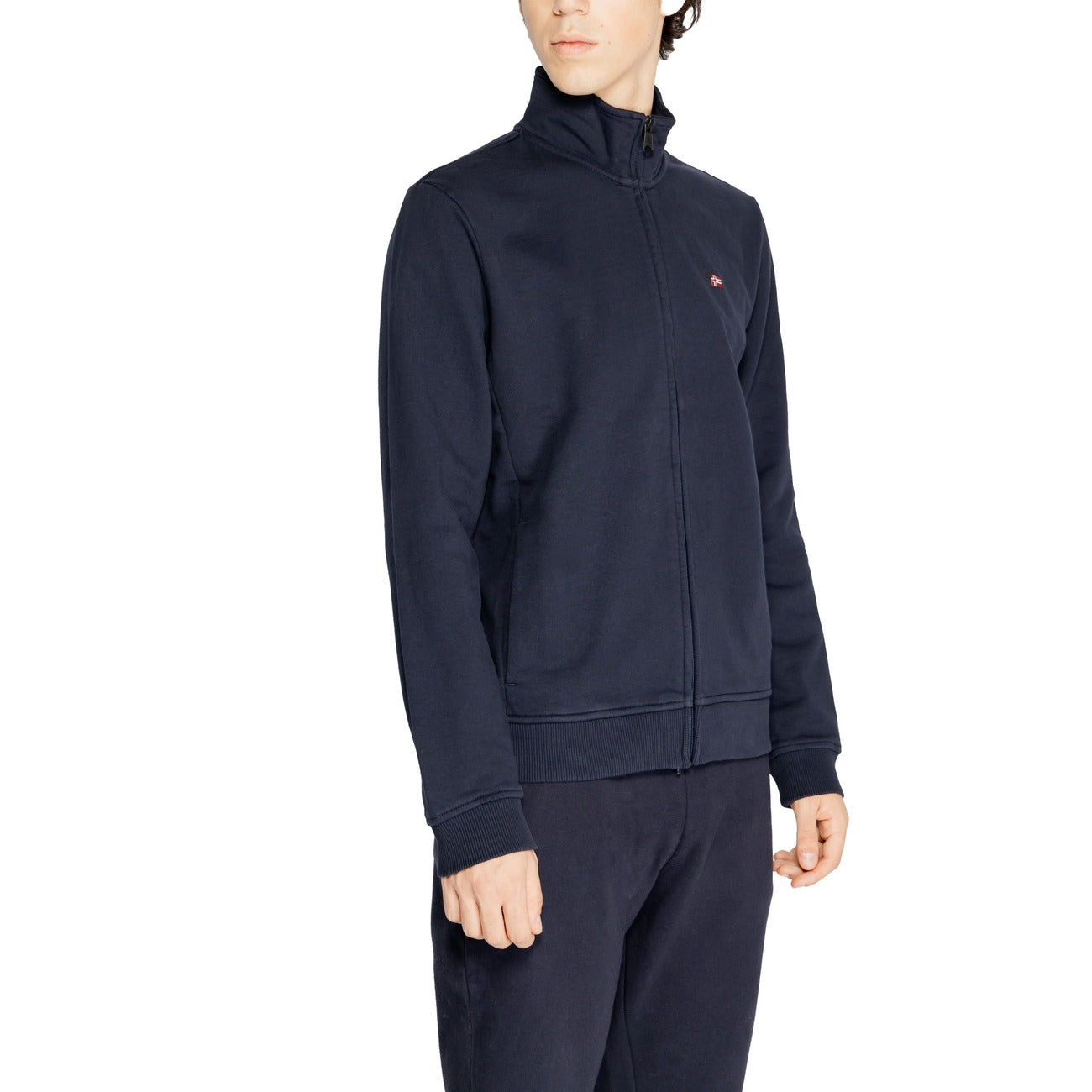 Napapijri Felpa con Zip Uomo Blu Maniche Lunghe Scollo Alto - Felpa Cotone Poliestere