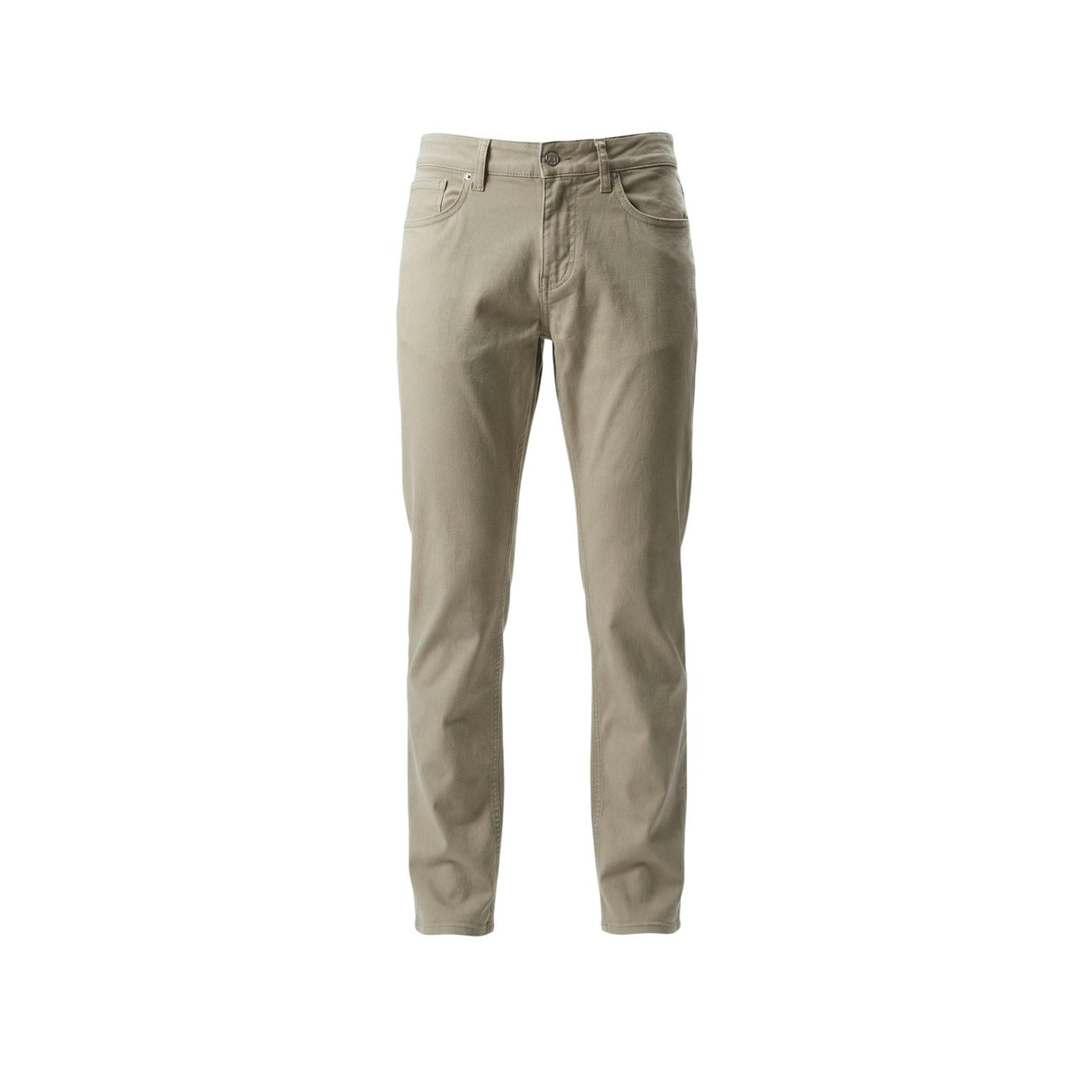 Pantaloni Slim Beige Guess Angels; Cotone Stretch Premium. Modello 5 tasche, vestibilità aderente e flessibile, stile casual-chic. L'indispensabile 4 stagioni per un guardaroba moderno. Vista stesa frontale 