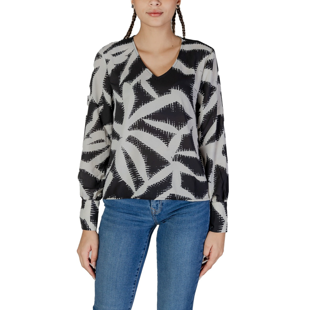 Jacqueline De Yong Blusa Donna Nero Scollo V 100% Poliestere Autunno/Inverno 15345757