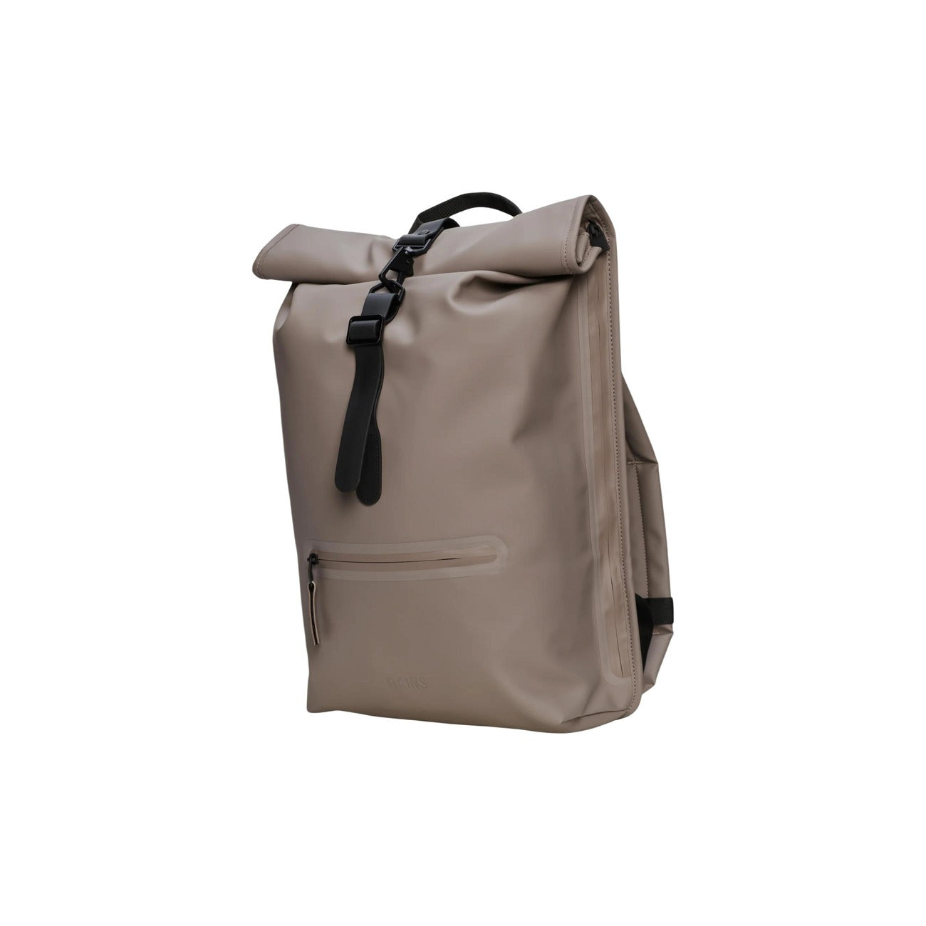 Zaino Rains Rolltop Rucksack impermeabile 13320. Zaino porta PC 16 pollici con apertura arrotolabile a moschettone, schienale imbottito traspirante e tasche con cerniera, zainetto per bici e viaggi idrorepellente Rains.