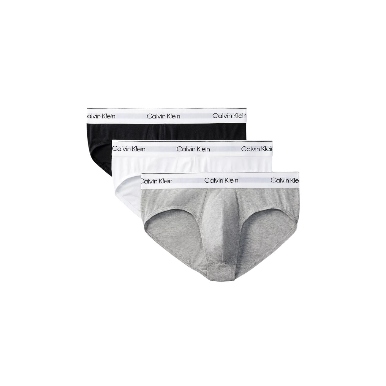 Slip Calvin Klein Underwear Icon Cotton Stretch uomo nero bianco grigio confezione da 3 con elastico logo 95% cotone 5% lycra - vista posteriore retro
