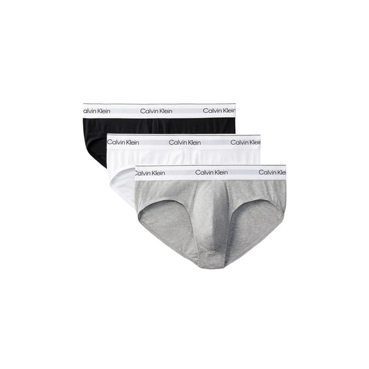 Slip Calvin Klein Underwear Icon Cotton Stretch uomo nero bianco grigio confezione da 3 con elastico logo 95% cotone 5% lycra - vista posteriore retro
