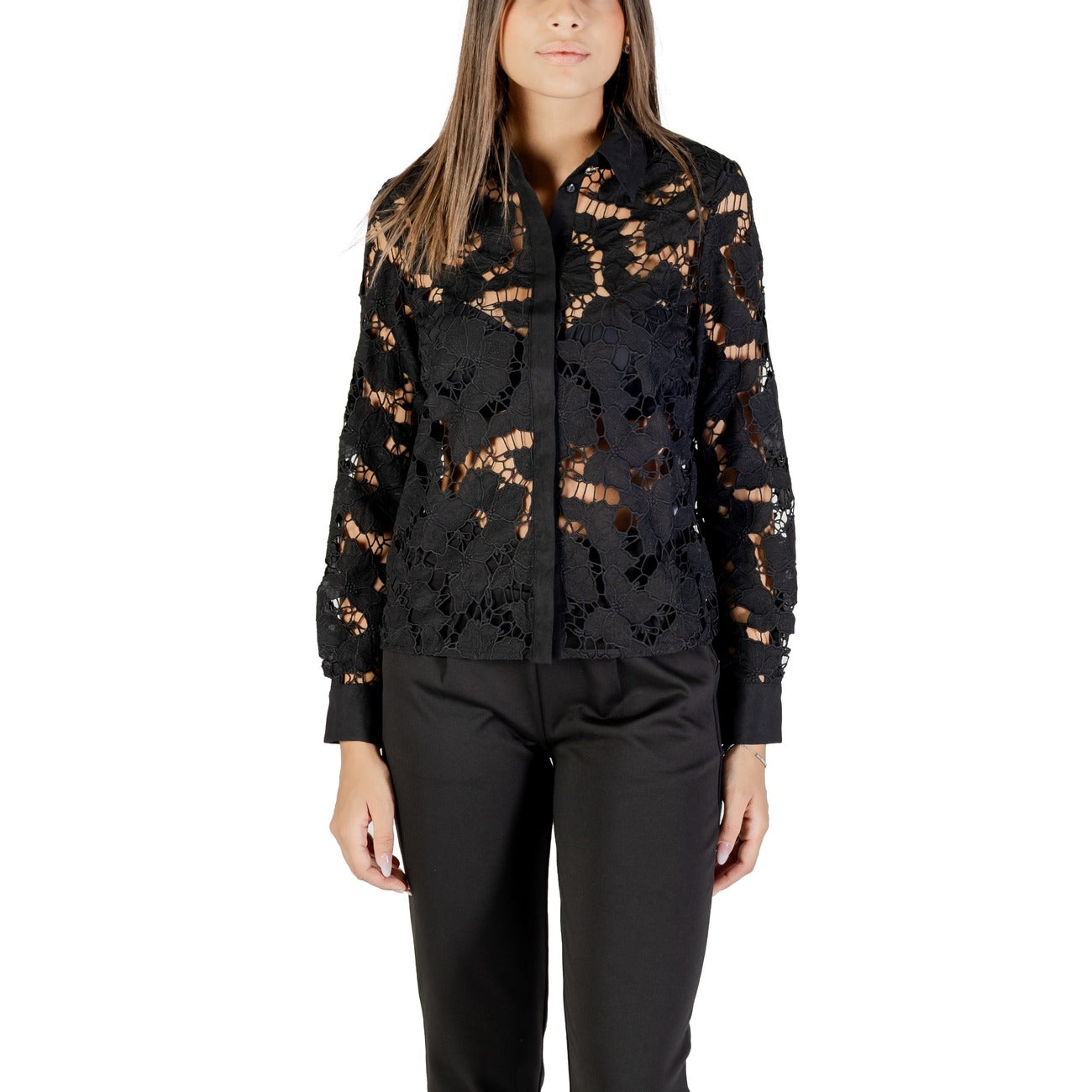Morgan De Toi Blusa Donna Nero Bottoni Colletto Classico 100% Poliestere Autunno/Inverno 241-COCONU