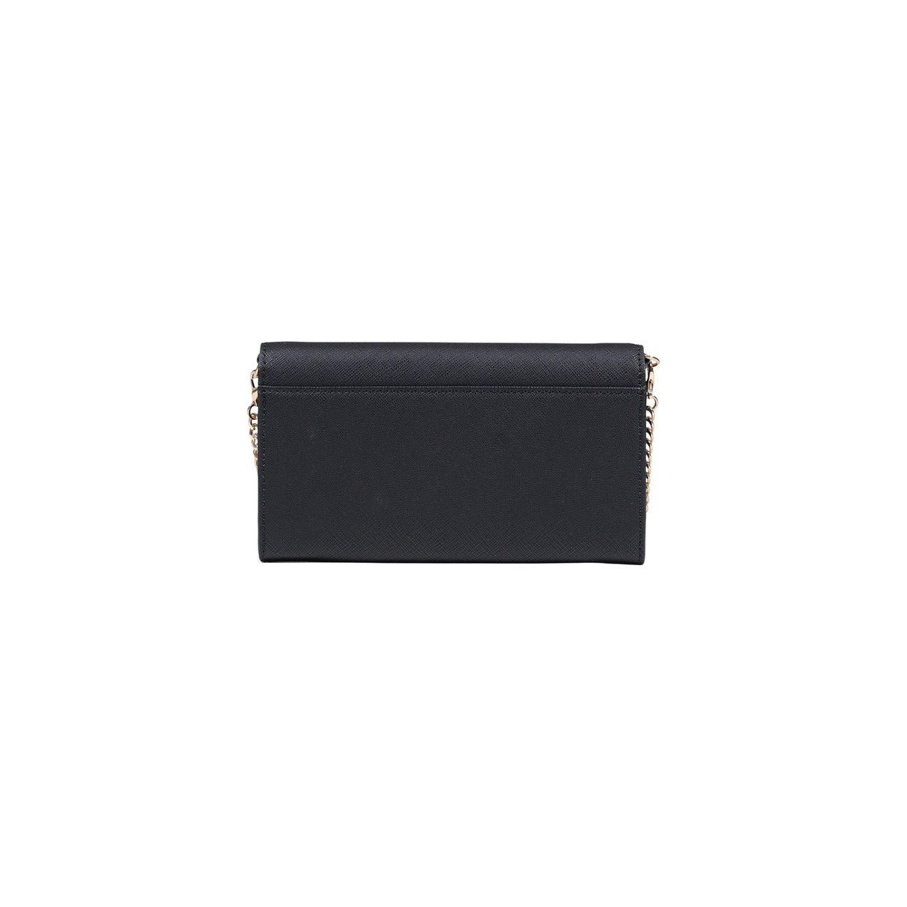 Liu Jo Portafoglio XL Bifold con Catenella; portafoglio grande nero logato con dettagli dorati. Dimensioni generose, stile bifold e doppia funzionalità portafoglio/clutch. Vista posteriore 