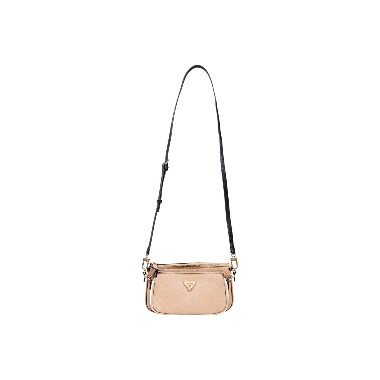 Guess Borsa Donna Beige a Tracolla con Cerniera Tasche Interne - Borsa Poliuretano 24x5x1.5cm
