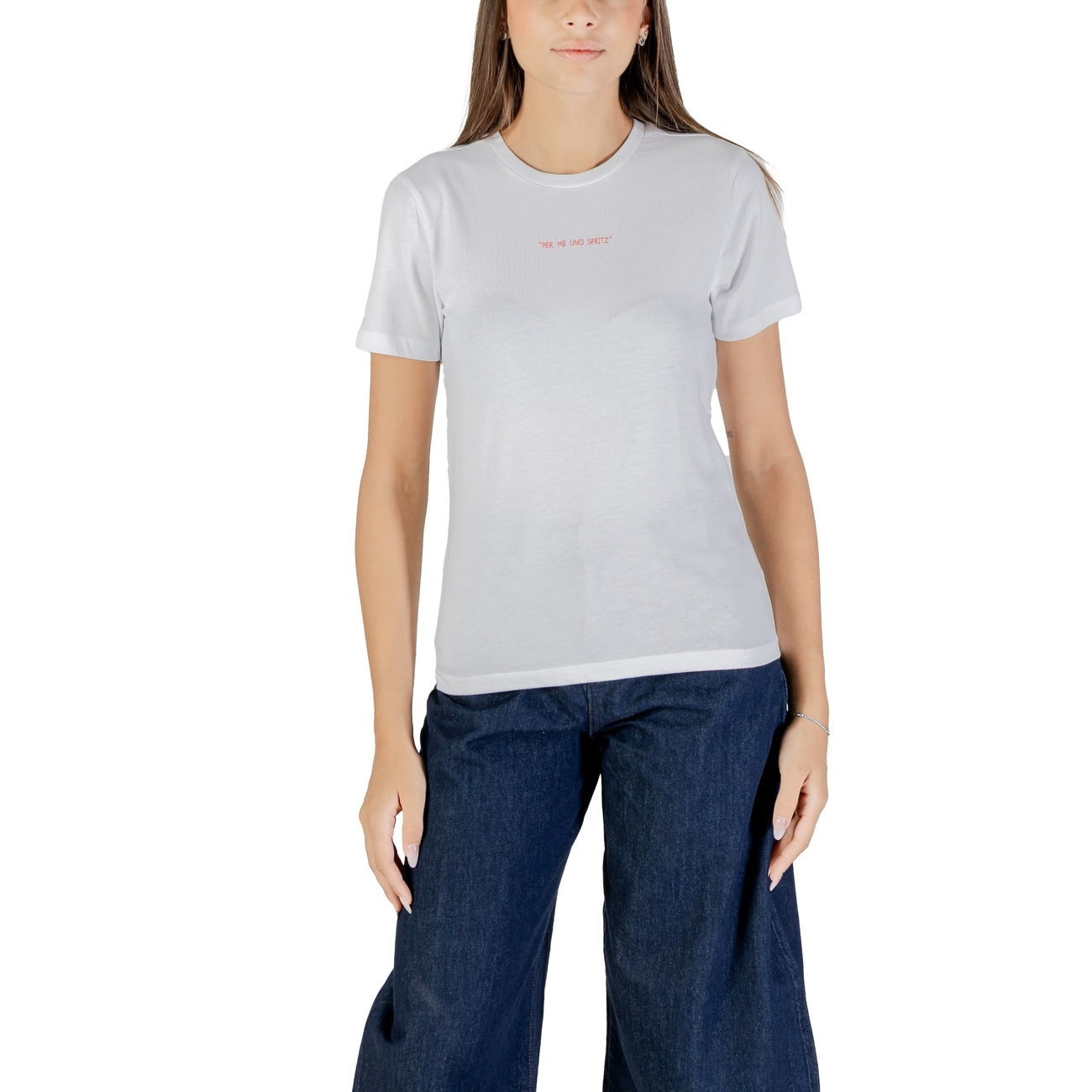 Only T-Shirt Donna Bianca Manica Corta Scollo Tondo 100% Cotone Primavera/Estate 15373357
