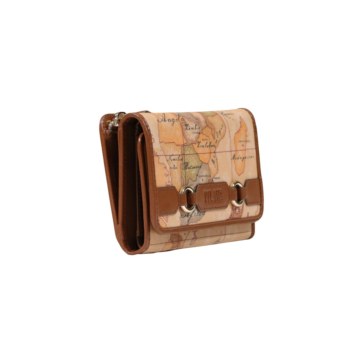 Portafoglio medio donna Alviero Martini Prima Classe – Portafoglio marrone stampa Geo Classic con zip L PQ57 S578.