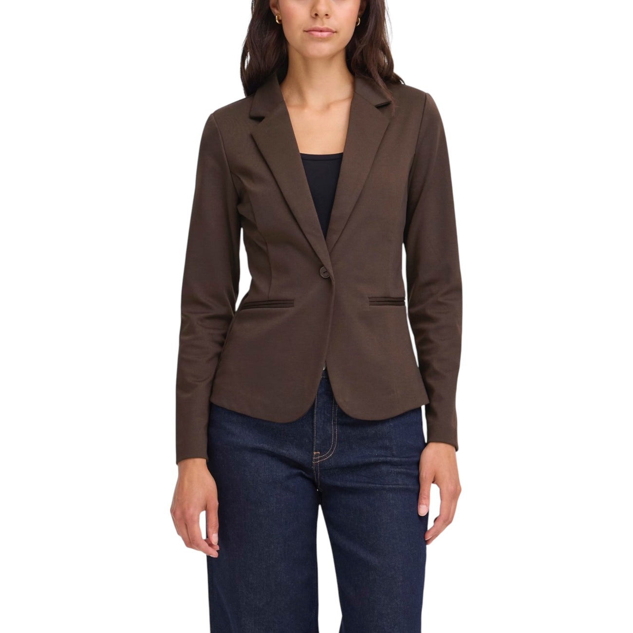 Ichi Giacca Donna Grigio Monocromo Bottoni Bavero Tasche Anteriori 74% Poliestere 22% Viscosa 4% Elastan Autunno/Inverno 20101801