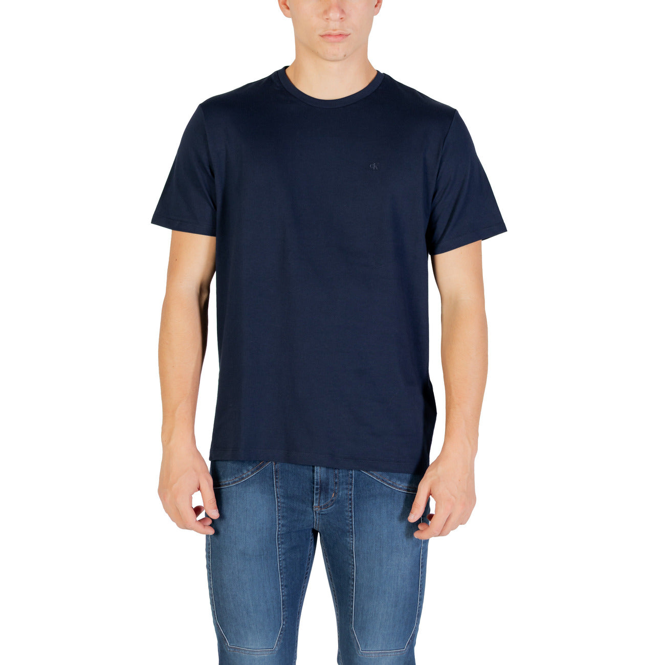 Calvin Klein Jeans T-shirt Uomo Bianca Maniche Corte Scollo Tondo - T-shirt Cotone