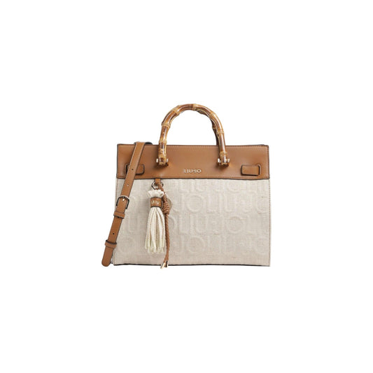 Borsa Liu Jo donna beige a mano con tracolla 60% cotone 40% lino 32x26x16 cm - vista frontale
