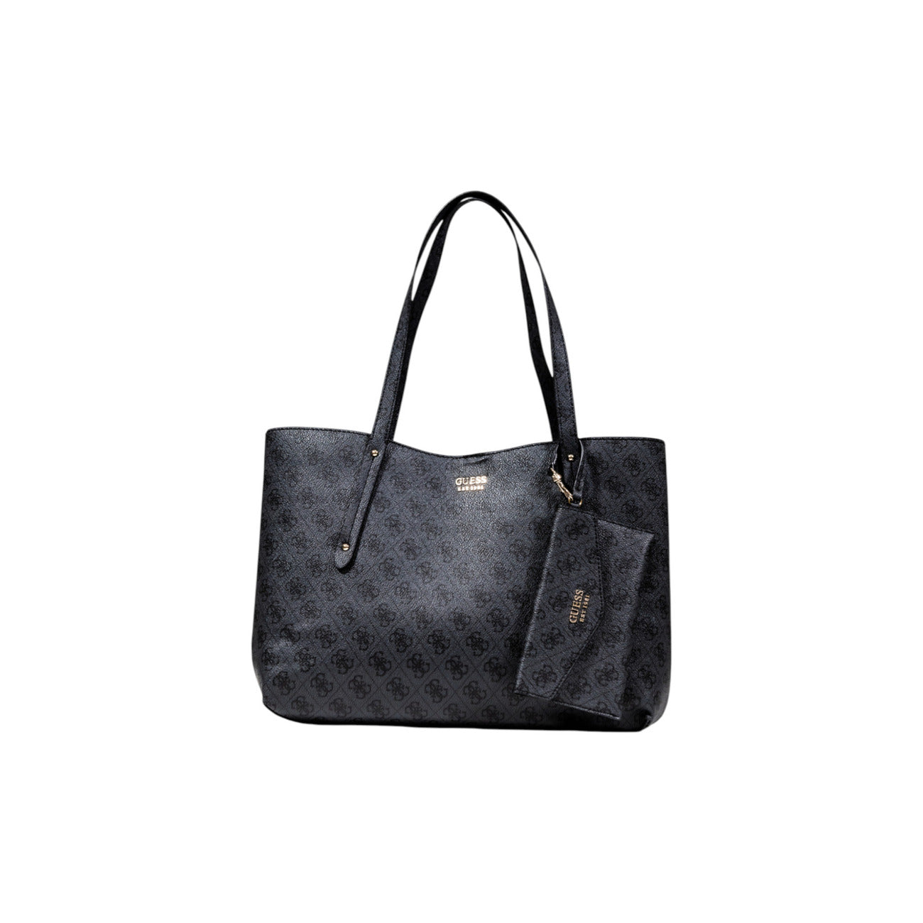 Borsa Guess donna nera chiusura con bottone in poliuretano - vista frontale
