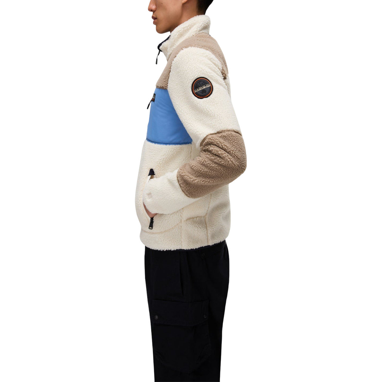 Napapijri Felpa con Zip Uomo Beige Maniche Lunghe Scollo Alto Tasche Anteriori - Felpa Poliestere