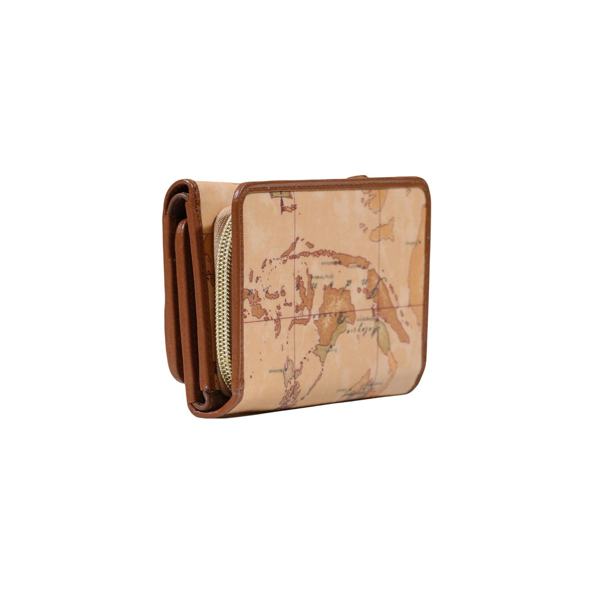 Portafoglio medio donna Alviero Martini Prima Classe – Portafoglio marrone stampa Geo Classic con zip L PQ57 S578.