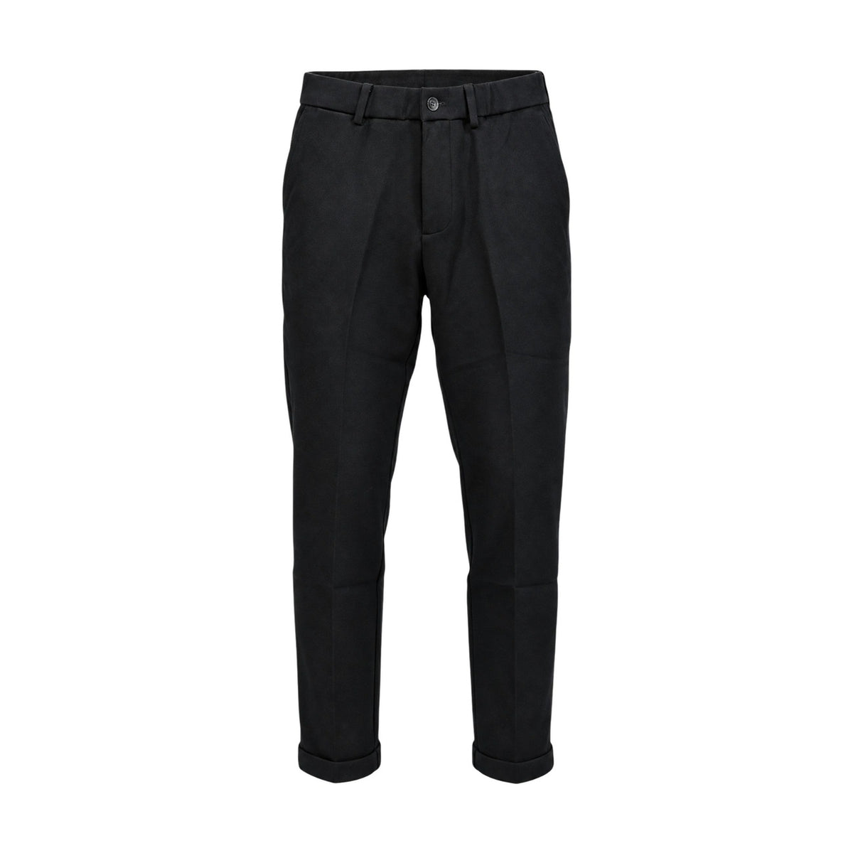 Pantalone nero uomo Gianni Lupo GL5165BD-F26. Pantaloni casual quattro stagioni regular fit in tessuto elasticizzato con risvolto al fondo.