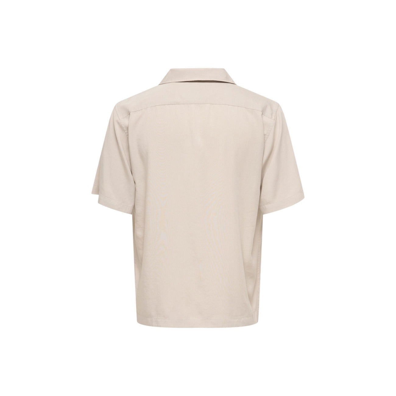 Camicia Only & Sons Onsperu; beige, 100% Tencel. Maniche corte, regular fit, colletto aperto. Tessuto traspirante, sostenibile e antipiega naturale. Ideale per la stagione estiva. Vista Posteriore 